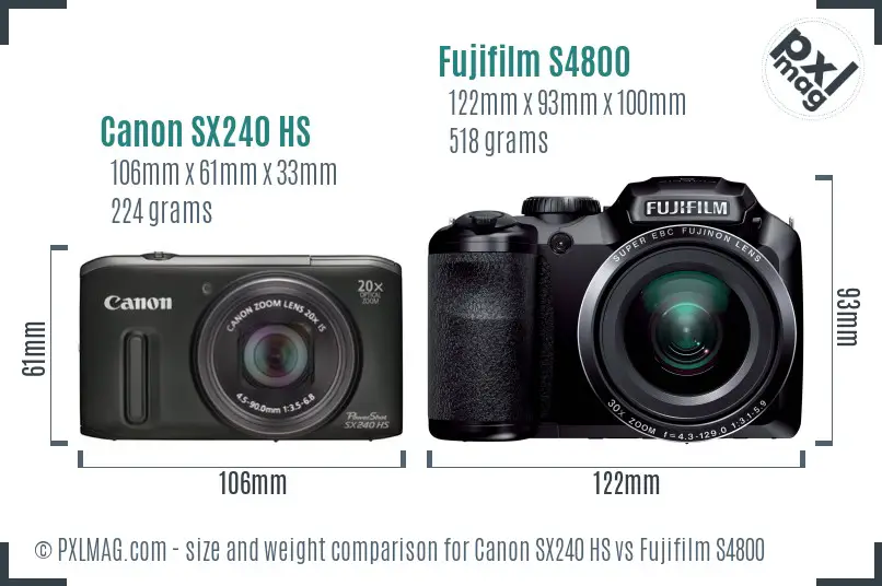 Canon SX240 HS vs Fujifilm S4800 size comparison Canon SX240 HS vs Fujifilm S4800 size comparison