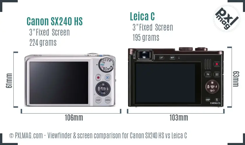 Canon SX240 HS vs Leica C Screen and Viewfinder comparison Canon SX240 HS vs Leica C Screen and Viewfinder comparison