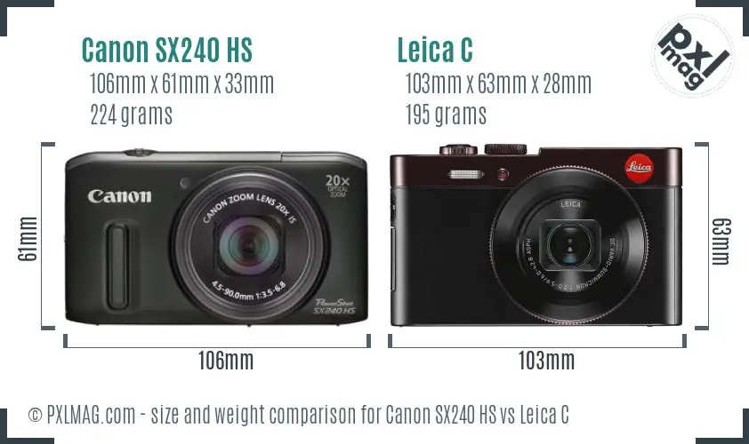 Canon SX240 HS vs Leica C size comparison Canon SX240 HS vs Leica C size comparison