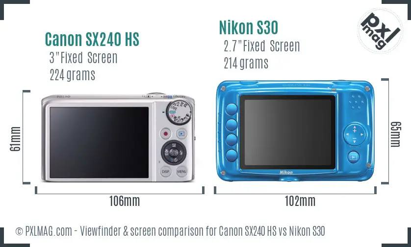 Canon SX240 HS vs Nikon S30 Screen and Viewfinder comparison Canon SX240 HS vs Nikon S30 Screen and Viewfinder comparison