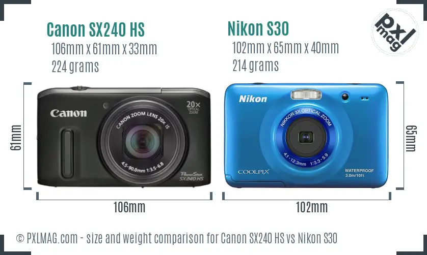 Canon SX240 HS vs Nikon S30 size comparison Canon SX240 HS vs Nikon S30 size comparison