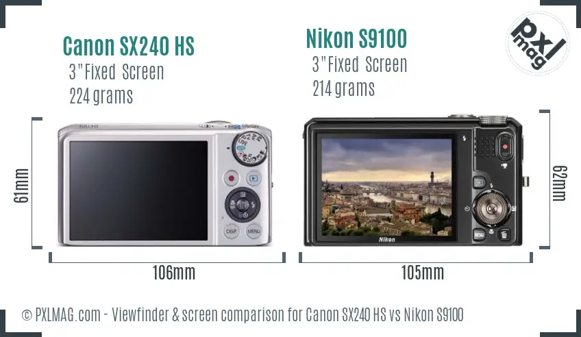 Canon SX240 HS vs Nikon S9100 Screen and Viewfinder comparison Canon SX240 HS vs Nikon S9100 Screen and Viewfinder comparison