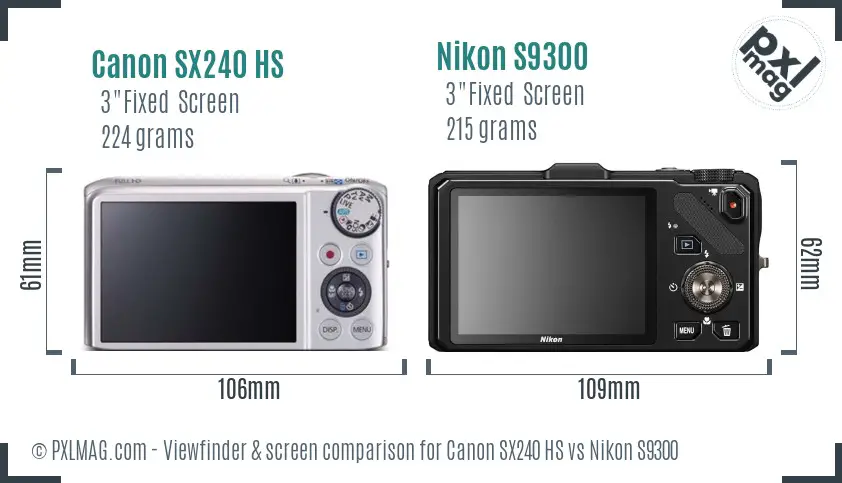 Canon SX240 HS vs Nikon S9300 Screen and Viewfinder comparison Canon SX240 HS vs Nikon S9300 Screen and Viewfinder comparison