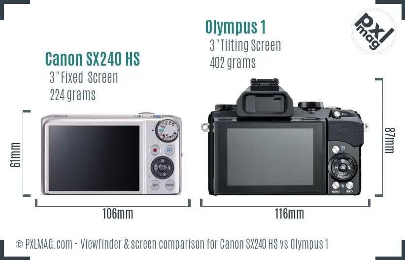 Canon SX240 HS vs Olympus 1 Screen and Viewfinder comparison Canon SX240 HS vs Olympus 1 Screen and Viewfinder comparison