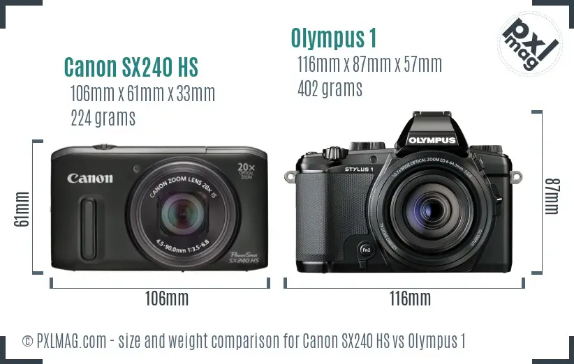 Canon SX240 HS vs Olympus 1 size comparison Canon SX240 HS vs Olympus 1 size comparison