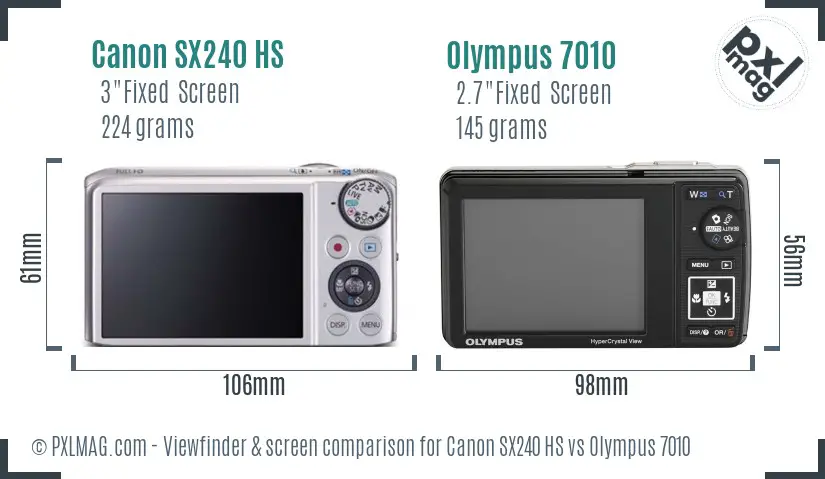 Canon SX240 HS vs Olympus 7010 Screen and Viewfinder comparison Canon SX240 HS vs Olympus 7010 Screen and Viewfinder comparison