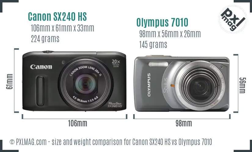 Canon SX240 HS vs Olympus 7010 size comparison Canon SX240 HS vs Olympus 7010 size comparison