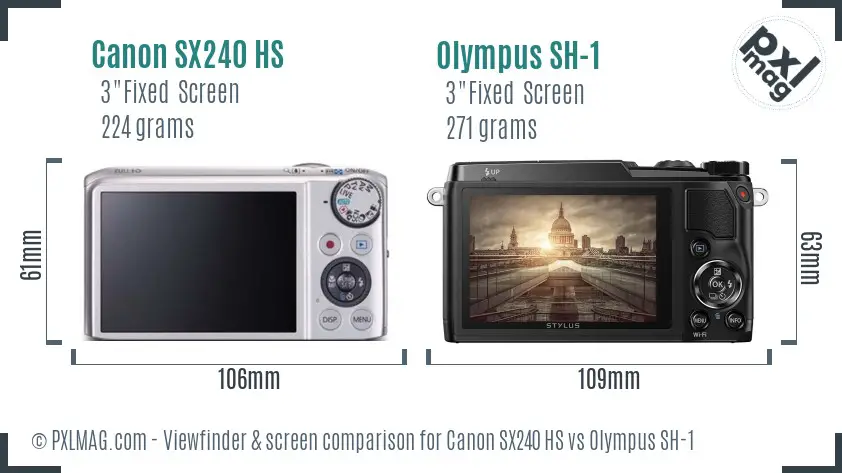 Canon SX240 HS vs Olympus SH-1 Screen and Viewfinder comparison Canon SX240 HS vs Olympus SH-1 Screen and Viewfinder comparison