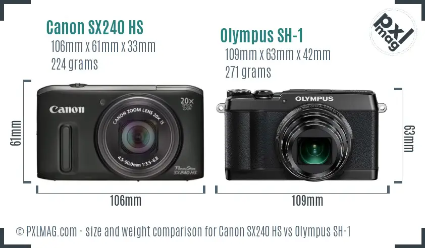 Canon SX240 HS vs Olympus SH-1 size comparison Canon SX240 HS vs Olympus SH-1 size comparison