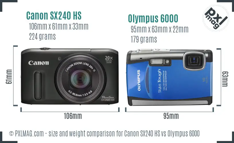 Canon SX240 HS vs Olympus 6000 size comparison Canon SX240 HS vs Olympus 6000 size comparison