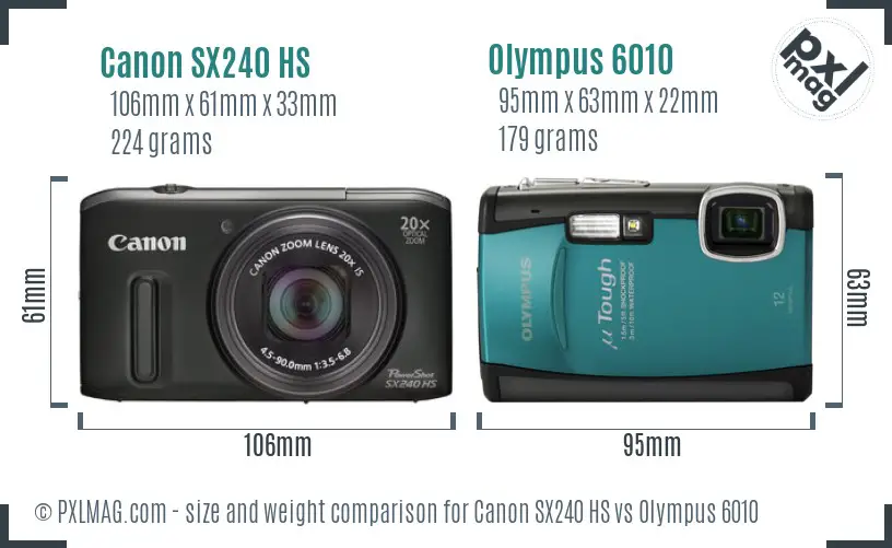 Canon SX240 HS vs Olympus 6010 size comparison Canon SX240 HS vs Olympus 6010 size comparison