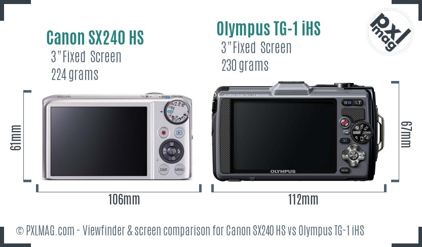Canon SX240 HS vs Olympus TG-1 iHS Screen and Viewfinder comparison