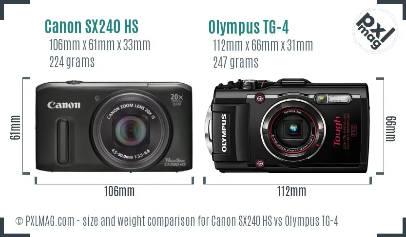 Canon SX240 HS vs Olympus TG-4 size comparison Canon SX240 HS vs Olympus TG-4 size comparison