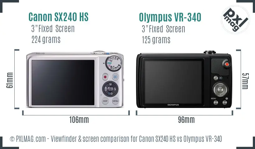 Canon SX240 HS vs Olympus VR-340 Screen and Viewfinder comparison Canon SX240 HS vs Olympus VR-340 Screen and Viewfinder comparison