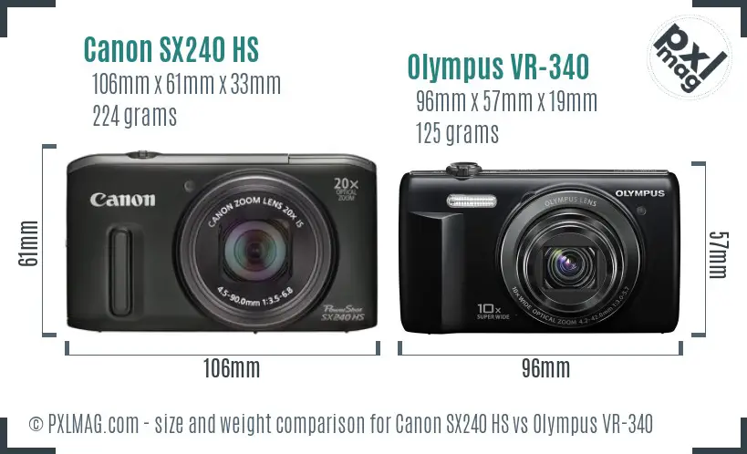 Canon SX240 HS vs Olympus VR-340 size comparison Canon SX240 HS vs Olympus VR-340 size comparison