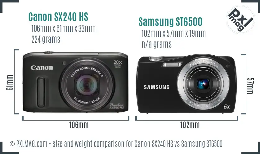 Canon SX240 HS vs Samsung ST6500 size comparison