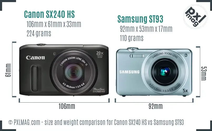 Canon SX240 HS vs Samsung ST93 size comparison Canon SX240 HS vs Samsung ST93 size comparison