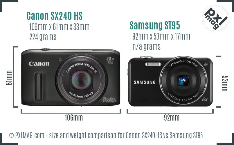 Canon SX240 HS vs Samsung ST95 size comparison Canon SX240 HS vs Samsung ST95 size comparison