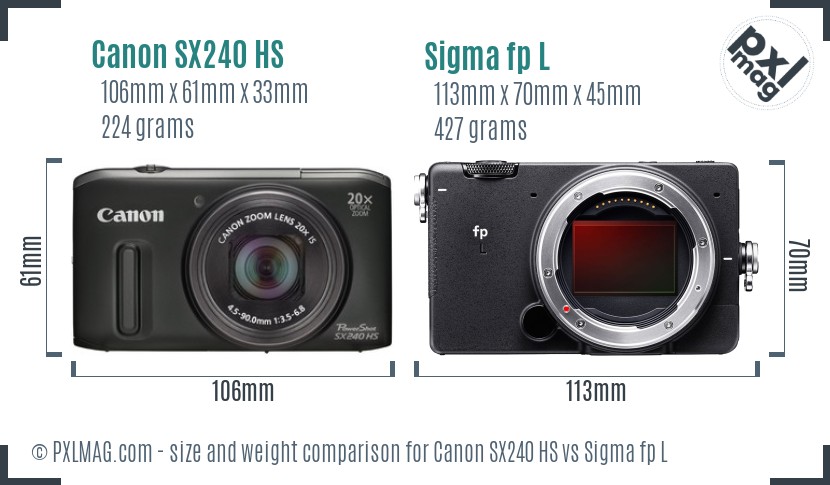 Canon SX240 HS vs Sigma fp L size comparison Canon SX240 HS vs Sigma fp L size comparison