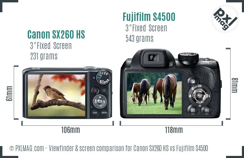 Canon SX260 HS vs Fujifilm S4500 Screen and Viewfinder comparison Canon SX260 HS vs Fujifilm S4500 Screen and Viewfinder comparison