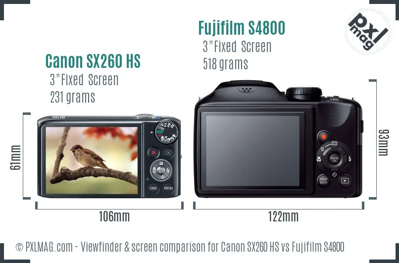 Canon SX260 HS vs Fujifilm S4800 Screen and Viewfinder comparison Canon SX260 HS vs Fujifilm S4800 Screen and Viewfinder comparison