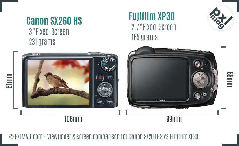 Canon SX260 HS vs Fujifilm XP30 Screen and Viewfinder comparison Canon SX260 HS vs Fujifilm XP30 Screen and Viewfinder comparison