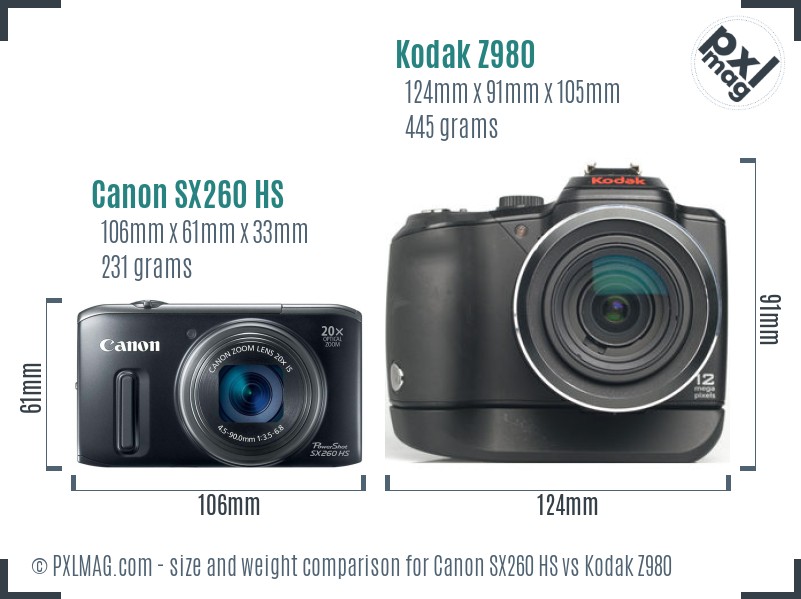 Canon SX260 HS vs Kodak Z980 size comparison Canon SX260 HS vs Kodak Z980 size comparison