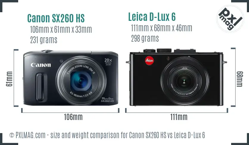 Canon SX260 HS vs Leica D-Lux 6 size comparison Canon SX260 HS vs Leica D-Lux 6 size comparison