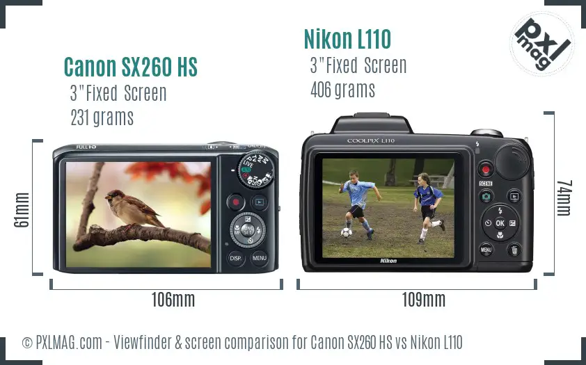 Canon SX260 HS vs Nikon L110 Screen and Viewfinder comparison Canon SX260 HS vs Nikon L110 Screen and Viewfinder comparison