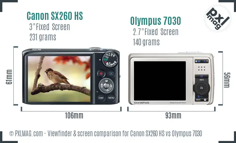 Canon SX260 HS vs Olympus 7030 Screen and Viewfinder comparison Canon SX260 HS vs Olympus 7030 Screen and Viewfinder comparison