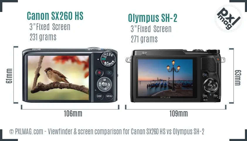 Canon SX260 HS vs Olympus SH-2 Screen and Viewfinder comparison Canon SX260 HS vs Olympus SH-2 Screen and Viewfinder comparison