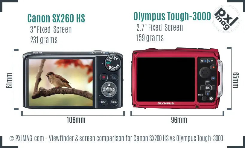 Canon SX260 HS vs Olympus Tough-3000 Screen and Viewfinder comparison Canon SX260 HS vs Olympus Tough-3000 Screen and Viewfinder comparison