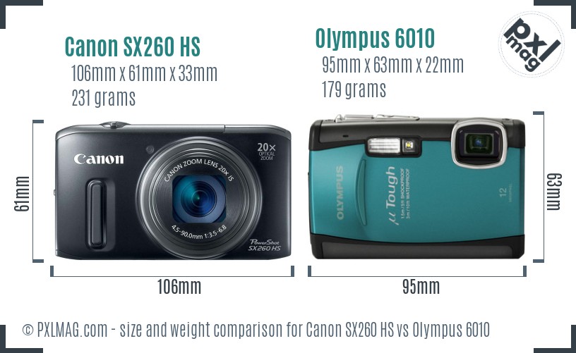 Canon SX260 HS vs Olympus 6010 size comparison Canon SX260 HS vs Olympus 6010 size comparison
