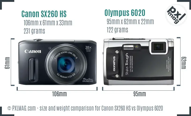 Canon SX260 HS vs Olympus 6020 size comparison Canon SX260 HS vs Olympus 6020 size comparison