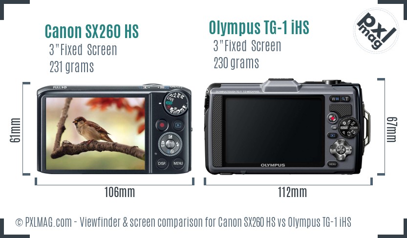 Canon SX260 HS vs Olympus TG-1 iHS Screen and Viewfinder comparison