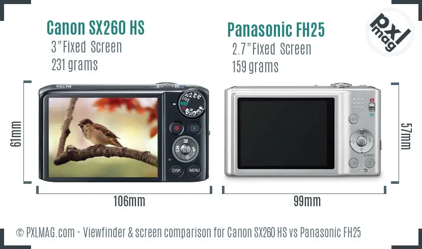 Canon SX260 HS vs Panasonic FH25 Screen and Viewfinder comparison Canon SX260 HS vs Panasonic FH25 Screen and Viewfinder comparison