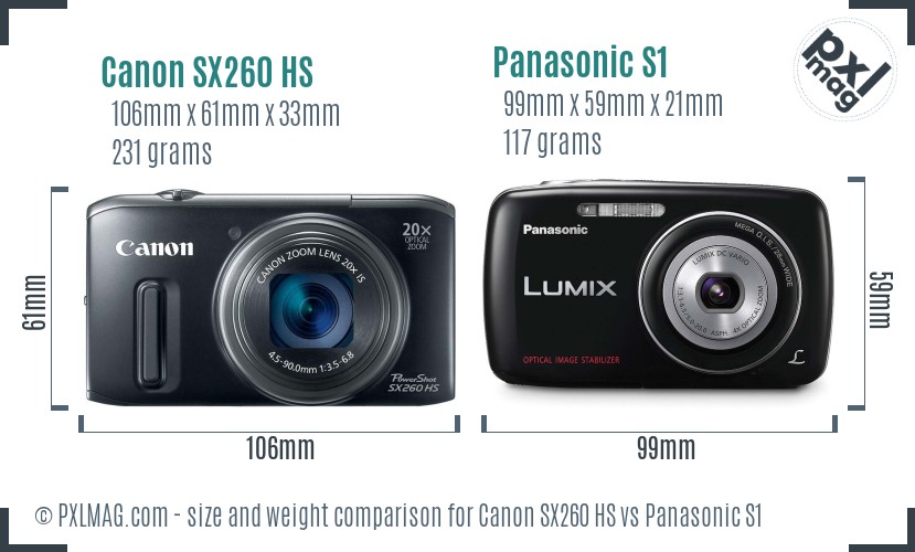 Canon SX260 HS vs Panasonic S1 size comparison Canon SX260 HS vs Panasonic S1 size comparison