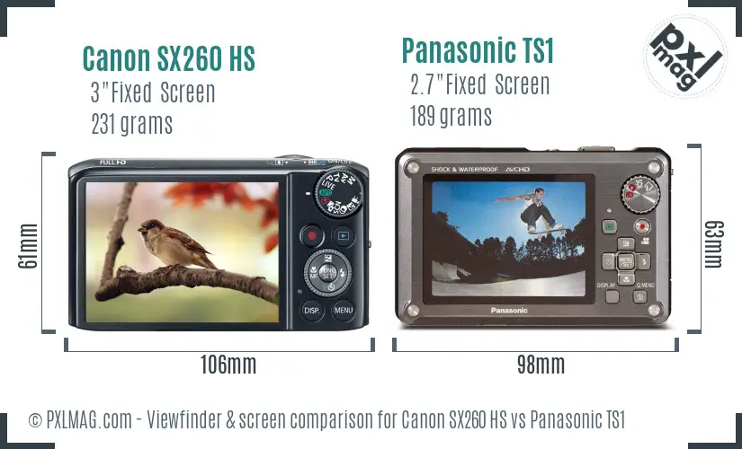 Canon SX260 HS vs Panasonic TS1 Screen and Viewfinder comparison