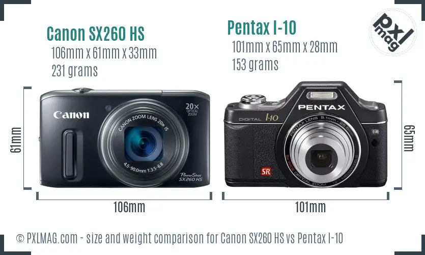 Canon SX260 HS vs Pentax I-10 size comparison Canon SX260 HS vs Pentax I-10 size comparison