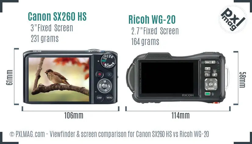 Canon SX260 HS vs Ricoh WG-20 Screen and Viewfinder comparison Canon SX260 HS vs Ricoh WG-20 Screen and Viewfinder comparison