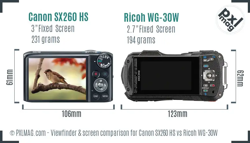 Canon SX260 HS vs Ricoh WG-30W Screen and Viewfinder comparison Canon SX260 HS vs Ricoh WG-30W Screen and Viewfinder comparison