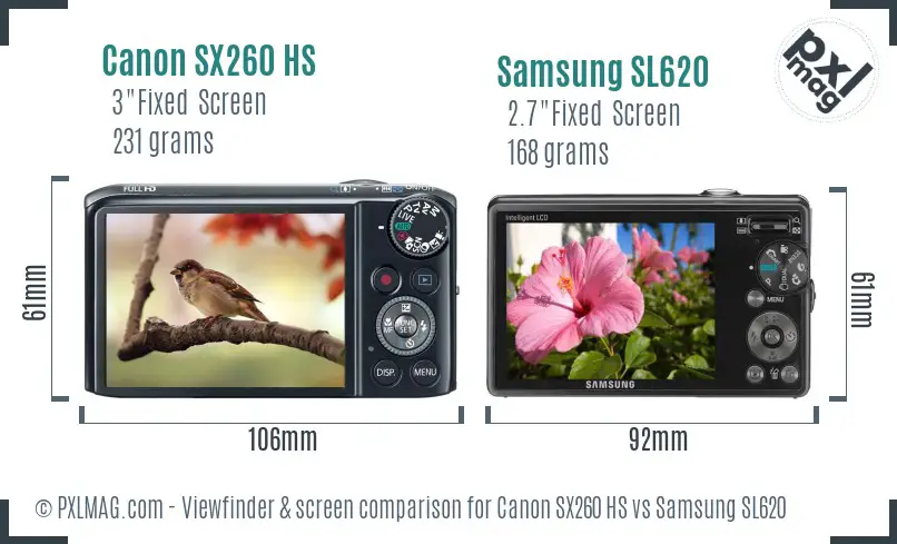 Canon SX260 HS vs Samsung SL620 Screen and Viewfinder comparison Canon SX260 HS vs Samsung SL620 Screen and Viewfinder comparison