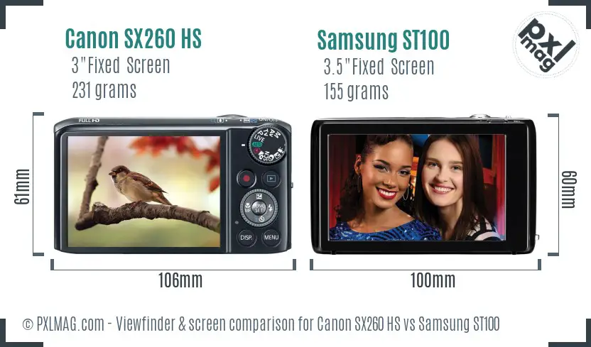 Canon SX260 HS vs Samsung ST100 Screen and Viewfinder comparison Canon SX260 HS vs Samsung ST100 Screen and Viewfinder comparison