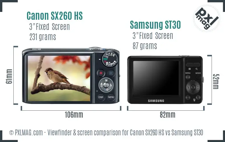 Canon SX260 HS vs Samsung ST30 Screen and Viewfinder comparison Canon SX260 HS vs Samsung ST30 Screen and Viewfinder comparison