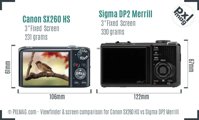 Canon SX260 HS vs Sigma DP2 Merrill Screen and Viewfinder comparison Canon SX260 HS vs Sigma DP2 Merrill Screen and Viewfinder comparison