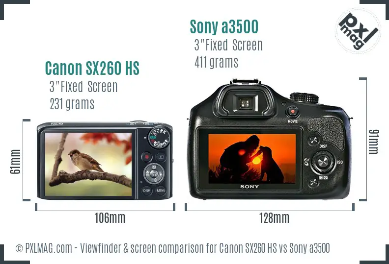 Canon SX260 HS vs Sony a3500 Screen and Viewfinder comparison Canon SX260 HS vs Sony a3500 Screen and Viewfinder comparison