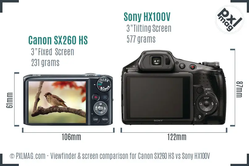 Canon SX260 HS vs Sony HX100V Screen and Viewfinder comparison Canon SX260 HS vs Sony HX100V Screen and Viewfinder comparison