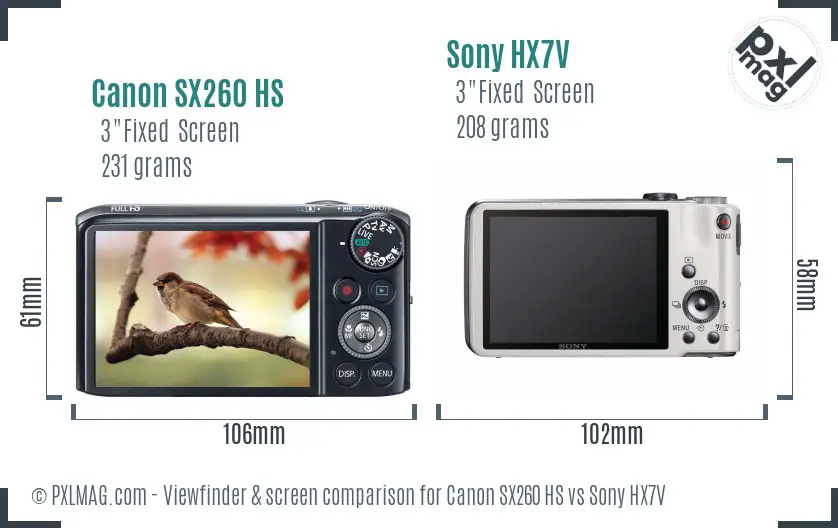 Canon SX260 HS vs Sony HX7V Screen and Viewfinder comparison Canon SX260 HS vs Sony HX7V Screen and Viewfinder comparison
