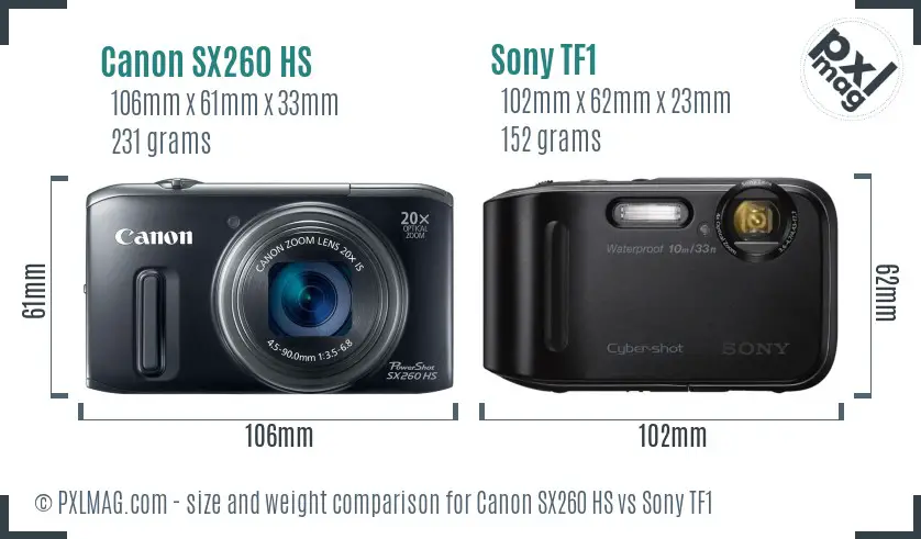 Canon SX260 HS vs Sony TF1 size comparison Canon SX260 HS vs Sony TF1 size comparison