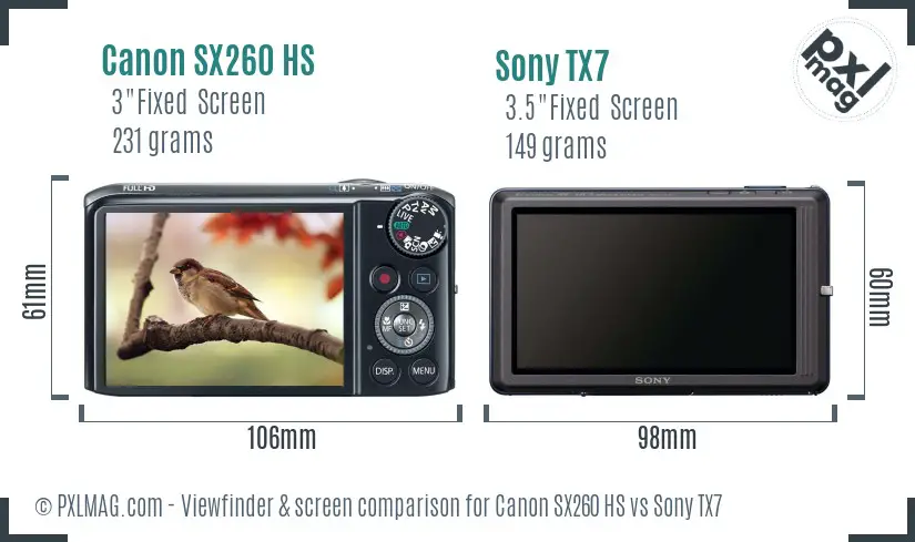 Canon SX260 HS vs Sony TX7 Screen and Viewfinder comparison Canon SX260 HS vs Sony TX7 Screen and Viewfinder comparison